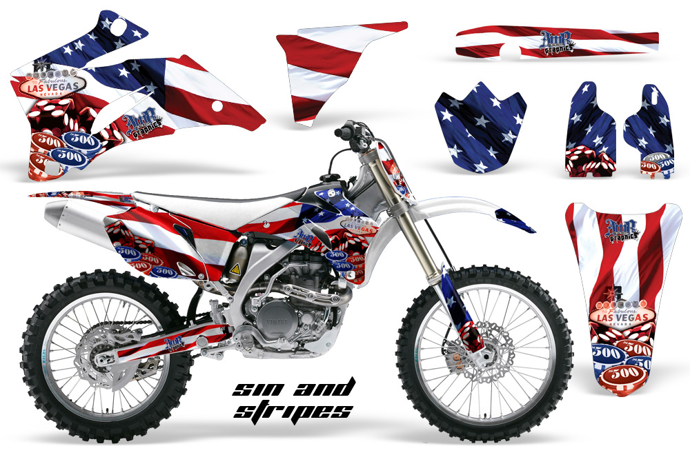 Yamaha YZ 250F 450F 02-09 Graphics Kit Sin And Stripes NPs